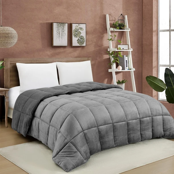 Κουβερτοπάπλωμα Flannel-Sherpa Μονό 160x220εκ. Shelby Anthracite Melinen 20004974