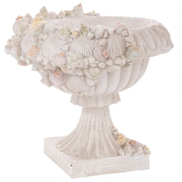 Αμφορέας Polyresin Λευκός Με Κοχύλια 33x32x29,5εκ. iliadis 92343
