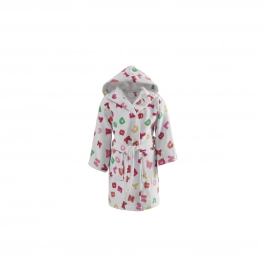Μπουρνούζι Παιδικό Με Κουκούλα Βαμβακερό-Velour Digital Print Bet Pink 2-4 Ετών Makis Tselios