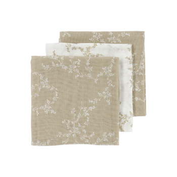 Σετ 3τμχ Απορροφητική Λαβέτα-Μουσελίνα Βαμβακερή Branches Sand 30x30εκ. Meyco MEY-457068