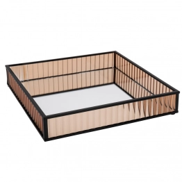 Δίσκος Με Καθρέπτη Μεταλλικός-Γυάλινος Μελί-Μαύρος 25x25εκ. iliadis 89397