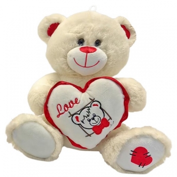 Αρκουδάκι Λούτρινο Εκρού Με Καρδιά 30εκ. ToyMarkt 79-527