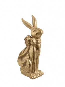 Διακοσμητικός Πασχαλινός Λαγός Polyester Χρυσός Σαγρέ 9,3x8x20εκ. Zen Collection 26.6.52482