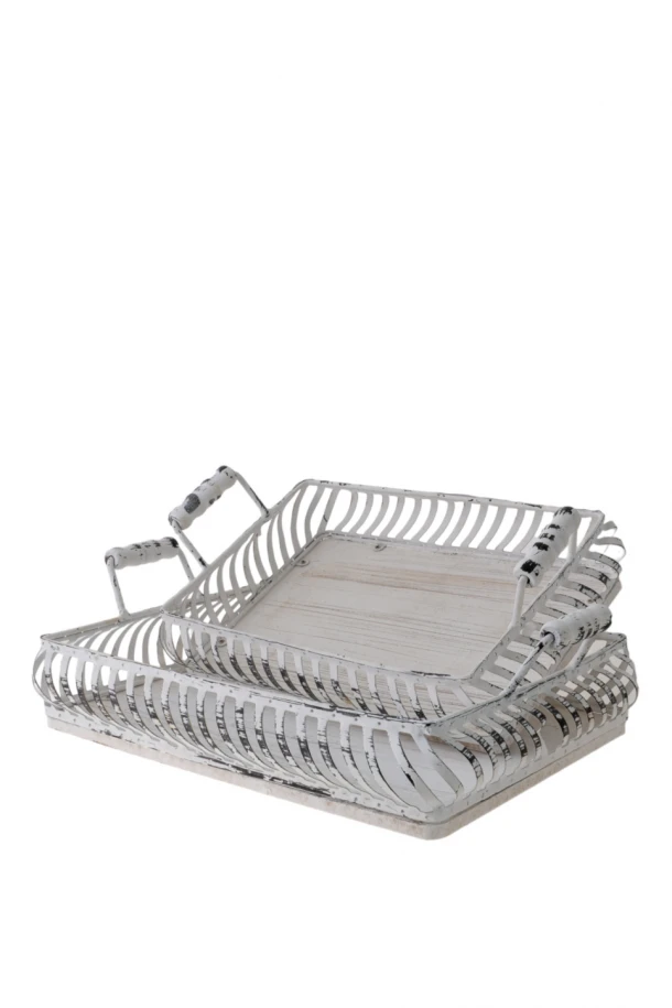 Δίσκος Σετ 2τμχ Ξύλινος-Μεταλλικός 41x27x10,5εκ.-36x22x10εκ. Zen Collection 24.17.49786