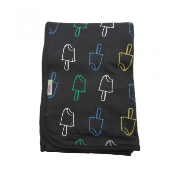 Κουβέρτα Αγκαλιάς-Λίκνου Βαμβακερή 2 Όψεων 80x80εκ. Ice Cream Dark Grey Minene 19133011400OS