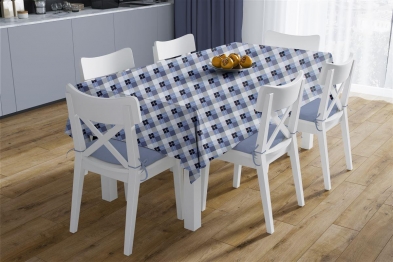 Σετ 2τμχ Τραπεζομάντηλο & Runner Polycotton Αλέκιαστο 140x300εκ.-40x300εκ. Checkered 468 Blue DimCol