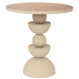 Τραπεζάκι Σαλονιού Μεταλλικό Με Ξύλινη Επιφάνεια Κρεμ 46x46x49εκ. iliadis 92550