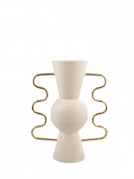 Βάζο Με Χερούλια Μεταλλικό Μπεζ-Χρυσό 30x15x40εκ. Zen Collection 25.17.51550