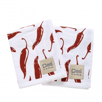 Ποτηρόπανο Σετ 2τμχ Βαμβακερό 40x60εκ. Kitchen 0736 Λευκό-Μπορντώ Das Home