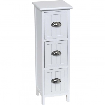 Συρταριέρα MDF Με 3 Συρτάρια Λευκή 25x25x77εκ. MRShome 1255000