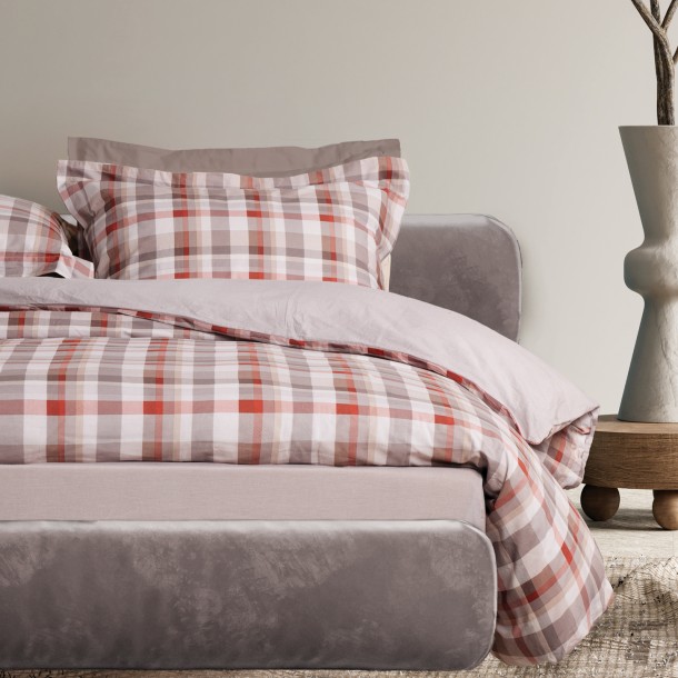 Σετ Παπλωματοθήκη Βαμβακερή Υπέρδιπλη 220x240εκ. Happy 9690 Taupe Das Home