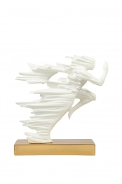 Διακοσμητικό Επιτραπέζιο Polyester Με Δρομέα Λευκό-Χρυσό 22x7,5x22,5εκ. Zen Collection 26.14.52774