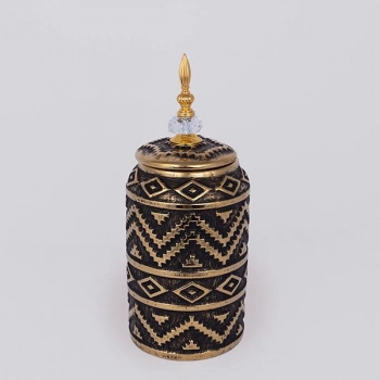 Βάζο Με Καπάκι Κεραμικό Μαύρο-Χρυσό 15x35,5εκ. ESTHETI 752-20356