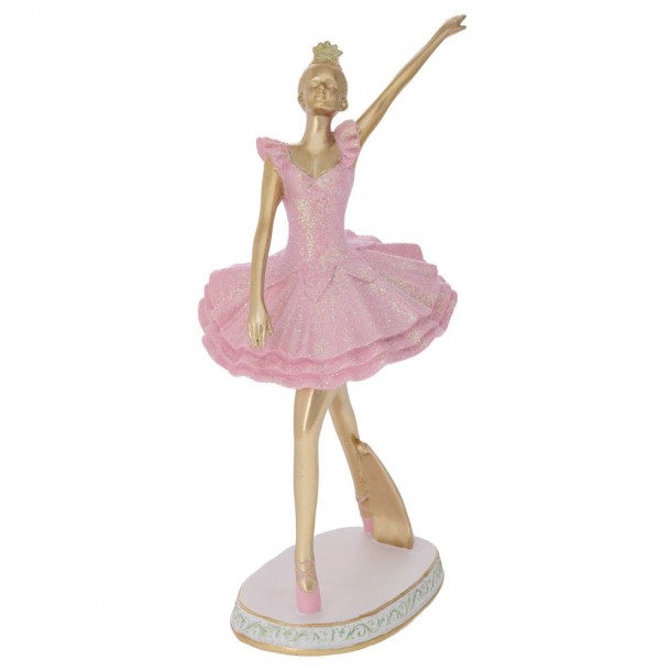 Διακοσμητική Επιτραπέζια Μπαλαρίνα Polyresin Χρυσή-Ροζ iliadis 15x12x28εκ. 91748