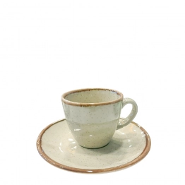 Φλυτζάνι Με Πιατάκι Espresso Πορσελάνης Reactive Green-Khaki Essentials ESPIEL 90ml-12x6εκ. OWK101K6