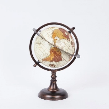 Διακοσμητική Επιτραπέζια Υδρόγειος Μεταλλική Χρυσή-Μπεζ 18x16x30εκ. ESTHETI 752-19028