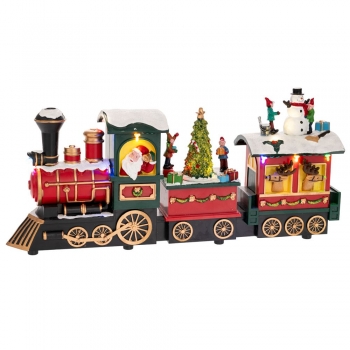 Χριστουγεννιάτικη Παράσταση Polyresin-Πλαστικό Με Φως-Μουσική & Κίνηση Τρένο 38x8x17εκ. iliadis 90744