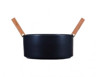 Σαλατιέρα Πορσελάνης Μαύρη Με Κουτάλες 23x8,5εκ. Cryspo Trio 26.000.925