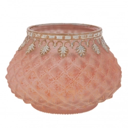 Κηροπήγιο Για Ρεσώ Γυάλινο-Μεταλλικό Ροζ 11,5x8εκ. iliadis 92578