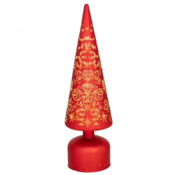 Χριστουγεννιάτικο Δέντρο Περιστρεφόμενο Με Led Μπαταρίας Γυάλινο Κόκκινο 9x9x31εκ. iliadis 90903