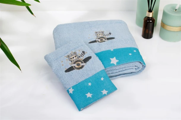 Σετ Πετσέτες 2τμχ Βαμβακερές Aviator 183 Sky Blue DimCol