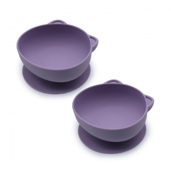 Μπωλ Σετ 2τμχ Σιλικόνης Με Βεντούζα Cat Μωβ Melii MEL17740