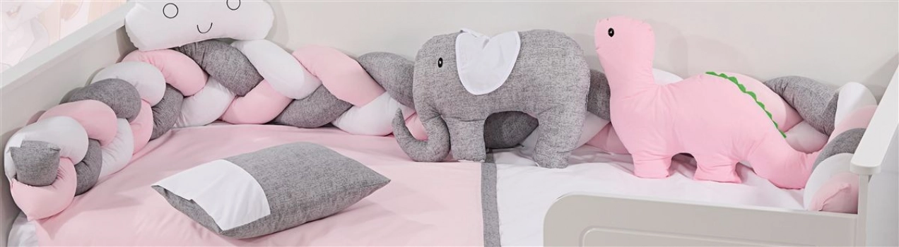Πάντα Κούνιας Πλεξούδα Polycotton 220εκ. Τρίχρωμη 29 Grey-Pink DimCol