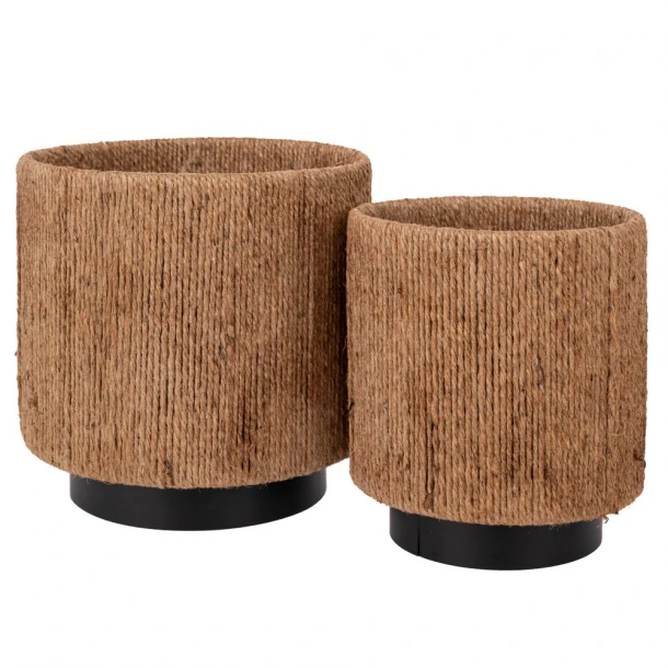 Κασπώ Σετ 2τμχ Μεταλλικό Μαύρο Με Γιούτα 21x22εκ.-18x16εκ. iliadis 93116