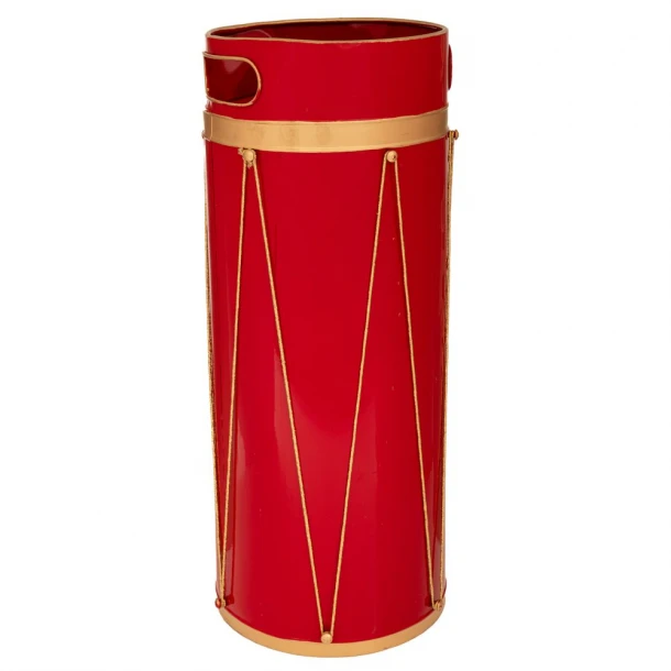 Χριστουγεννιάτικη Ομπρελοθήκη Τύμπανο Μεταλλική Κόκκινη-Χρυσή 22x22x50εκ. iliadis 90850