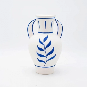 Βάζο Πορσελάνης Λευκό-Μπλε 15,2x14,5x21,3εκ. ESTHETI 819-00225