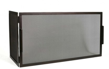 Γωνιακό Παραβάν Τζακιού Σιδερένιο Μασίφ Με 1 Πλαινό 90x50+30εκ. Black