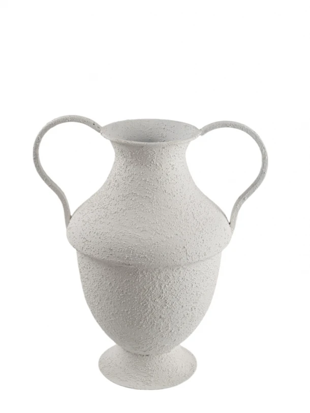 Βάζο-Αμφορέας Μεταλλικό Λευκός 27,5x20x32,5εκ. Zen Collection 25.19.51401