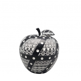 Διακοσμητικό Επιτραπέζιο Μήλο Polyresin Μαύρο-Λευκό ESPIEL 14,5x15εκ. FIG211
