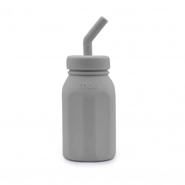 Μπουκάλι Σιλικόνης Με Καλαμάκι 230ml Γκρι Melii MEL20520