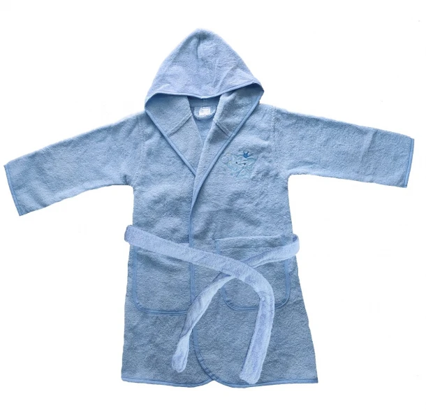 Μπουρνούζι Παιδικό Με Κουκούλα Πετσετέ Ελεφαντάκι 46 Σιέλ Size 02 DimCol