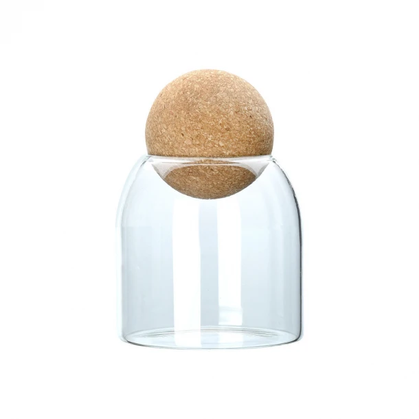 Δοχείο Αποθήκευσης Γυάλινο Διάφανο Με Καπάκι Φελλού 450ml-9x9x13εκ. Estia 01-19600