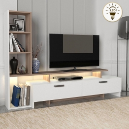 Σύνθεση τηλεόρασης Simal Megapap από μελαμίνη με LED χρώμα λευκό - cordoba 168,2x31,3x120εκ.