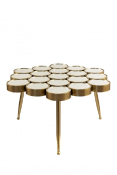 Τραπεζάκι Σαλονιού Μεταλλικό Χρυσό Με Καθρεπτάκια 83x83x46εκ. Zen Collection 24.4.48623