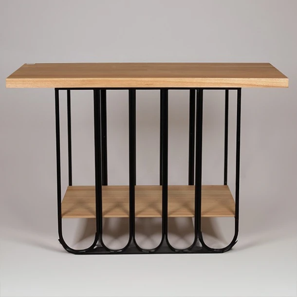 Κονσόλα Μεταλλική-Ξύλινη Μαύρη-Natural 120x40x78εκ. ESTHETI 810-00065