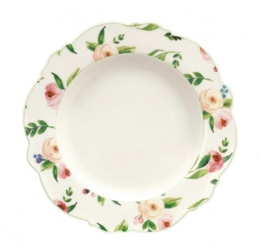 Πιάτο Βαθύ Φαγητού Πορσελάνης 22εκ. Primavera Green CRYSPO TRIO 28.097.02