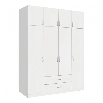 Ντουλάπα τετράφυλλη με συρτάρια Royal pakoworld σε λευκή απόχρωση 200x58x230εκ