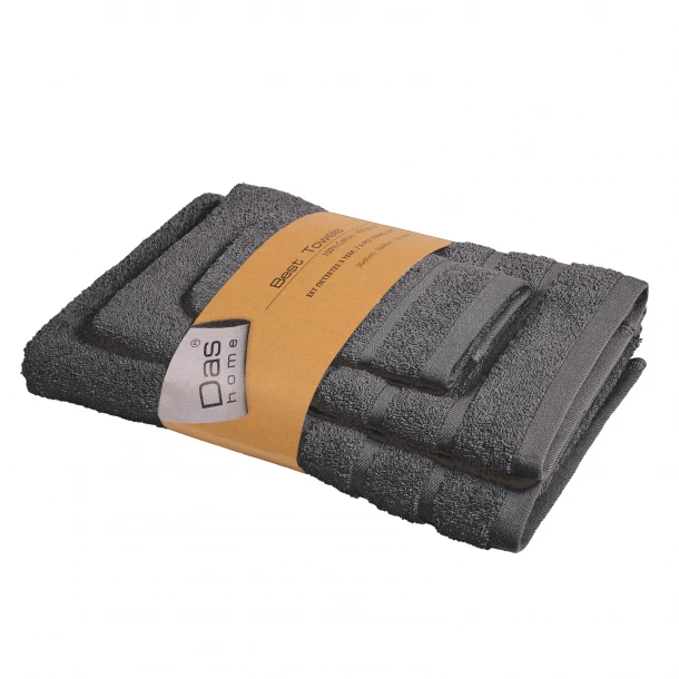 Σετ Πετσέτες 3τμχ Βαμβακερές Best 0705 Dark Grey Das Home