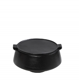 Μπωλ Σερβιρίσματος Με Καπάκι Stoneware Μαύρο Mianmar ESPIEL 10,5x9x5,5εκ. GMT201