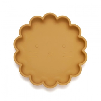 Πιάτο Σιλικόνης Με Βεντούζα Lion Ochre 18x18x3εκ. Petit Monkey PTM-SP6
