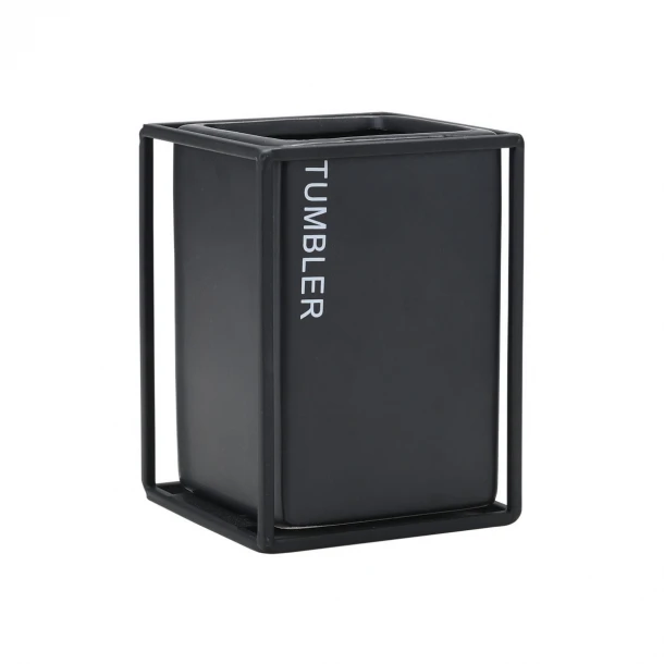 Ποτηροθήκη Κεραμική-Μεταλλική Μαύρη Cage 8,5x12εκ. Estia 02-30001