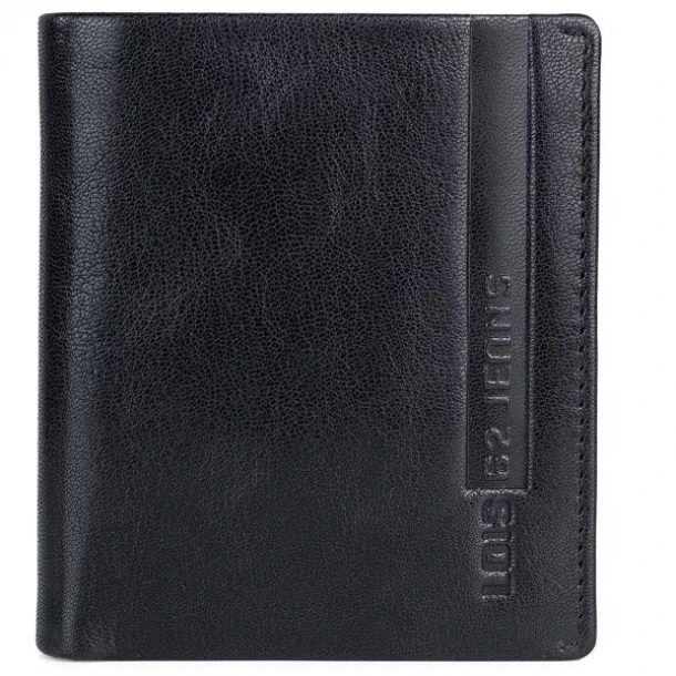Πορτοφόλι Ανδρικό Δερμάτινο Μαύρο Lois 9,5x1,5x10,5εκ. 202606-01