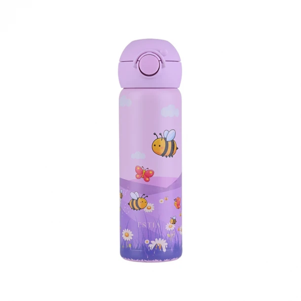 Θερμός Παιδικό Ανοξείδωτο Με Καλαμάκι Garden Friends 500ml-7,9x6,6x20,3εκ. Save The Aegean Estia 01-43681