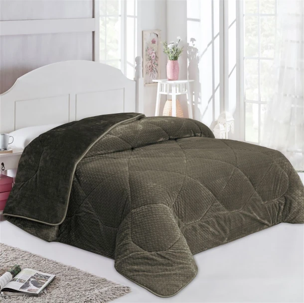 Κουβερτοπάπλωμα Jacquard Waves-Fleece Μονό 160x220εκ. 1960 Olive DimCol
