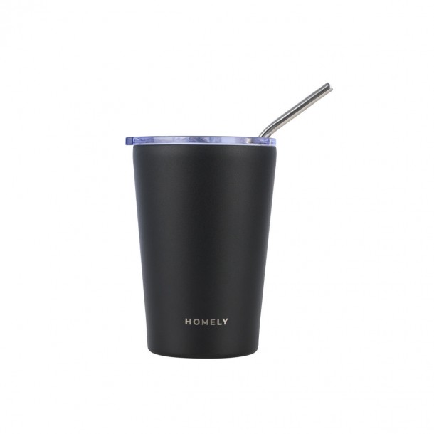 Θερμός-Ποτήρι Ανοξείδωτο Coffee Mug Homely Midnight Black 400ml-9x8,5x13εκ. Estia 01-32623