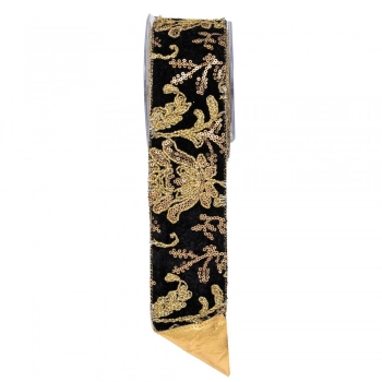 Χριστουγεννιάτικη Κορδέλα Embroidery Foil Loneta 6,7εκ.-4,5μ. Μαύρη-Χρυσή iliadis 95324